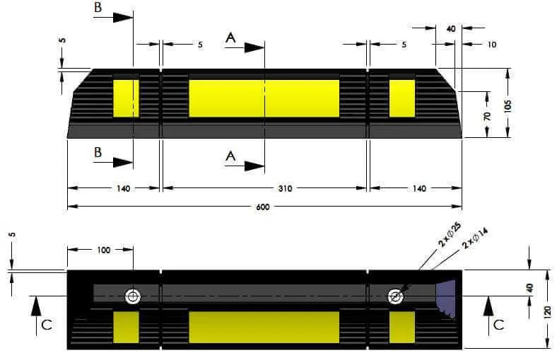 60 cm Kauçuk Araç Stoperi | Çok Amaçlı Araç Durdurucu