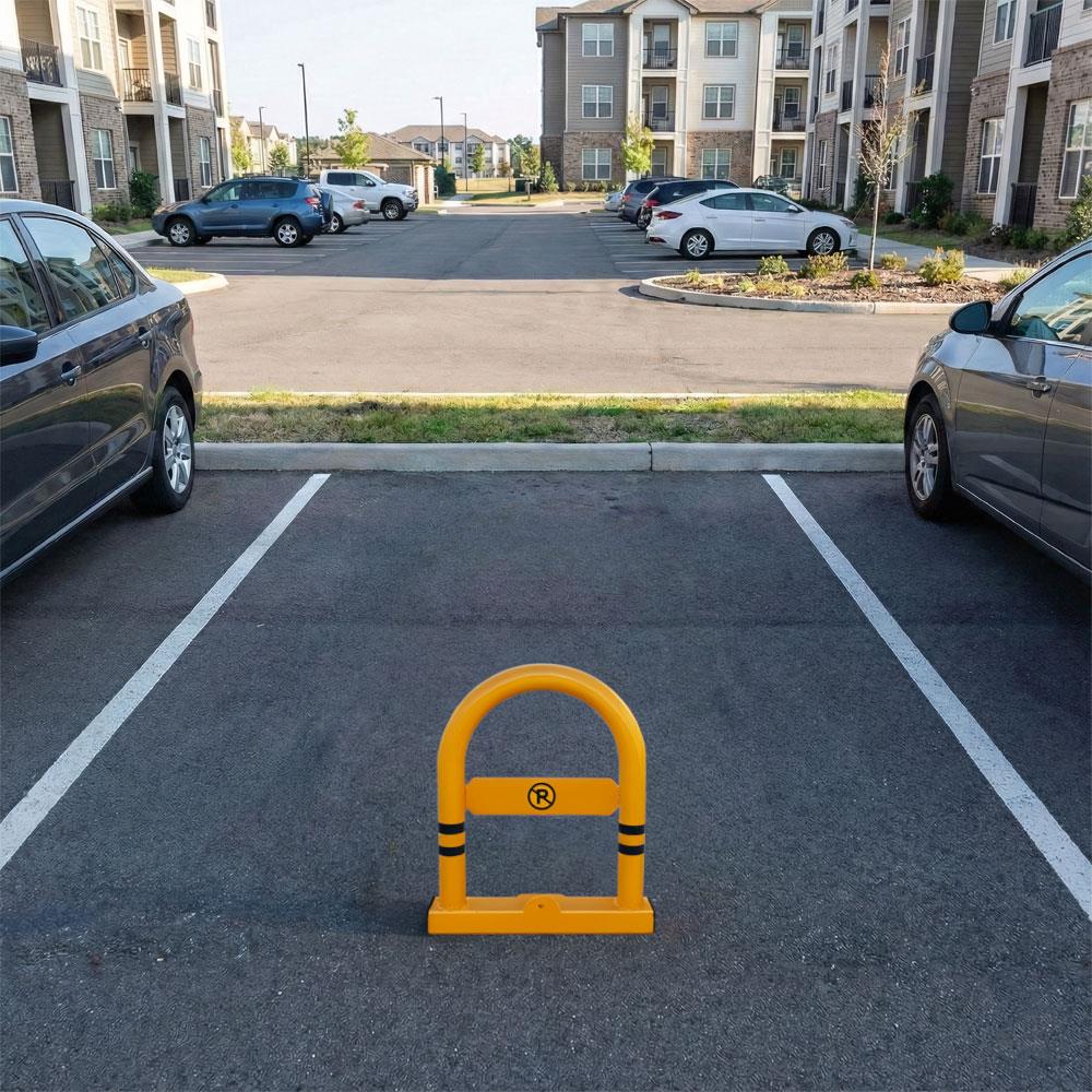 Sarı Kilitli Otopark Direği 50 cm Yatar U Tip Park Bariyeri