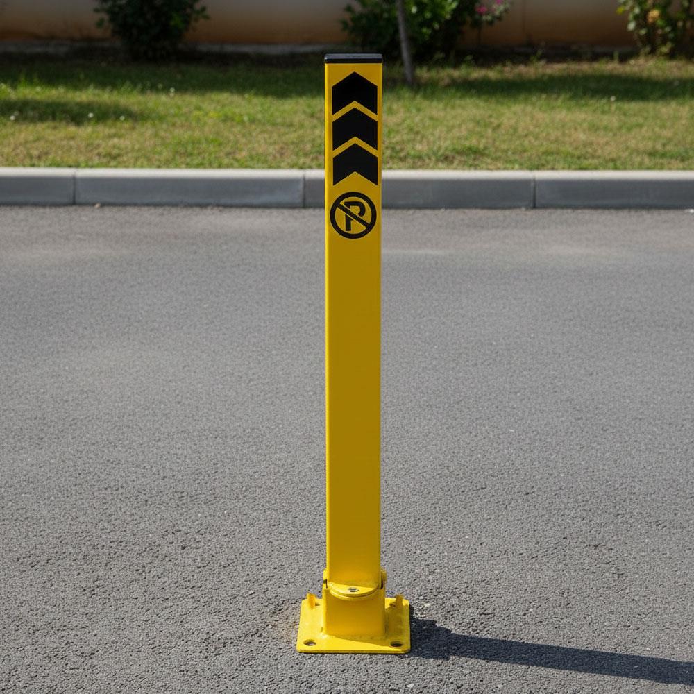 Sarı Kilitli Otopark Direği 60 cm Yatar Tip Park Bariyeri