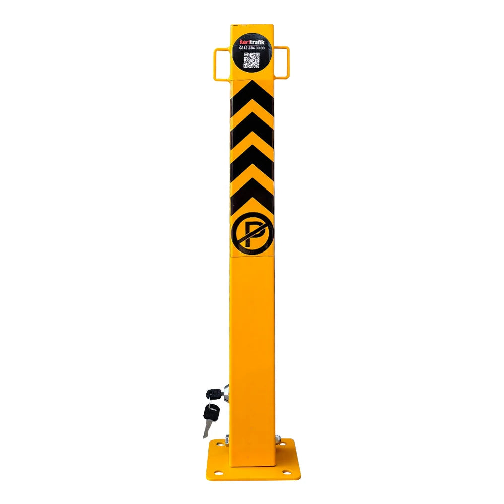 Sarı Kilitli Otopark Direği 60 cm | Katlanabilir Tip Park Bariyeri