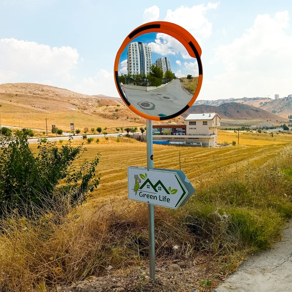 60 cm Trafik Güvenlik Aynası | Sarı-Siyah Akrilik Otopark Aynası