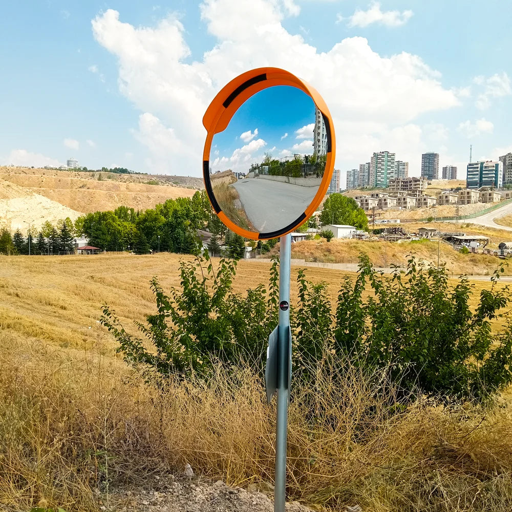 80 cm Trafik Güvenlik Aynası | Sarı-Siyah Akrilik Otopark Aynası