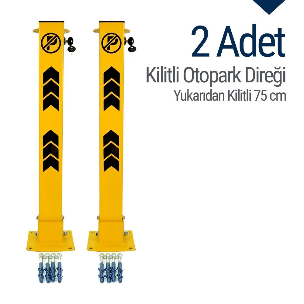 Kilitli Otopark Direği 75 cm 2li Set - KOD04 SET