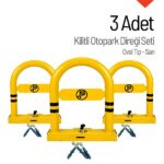 Kilitli Oto Park Direği Oval Tip 3 Adet İndirimli Set