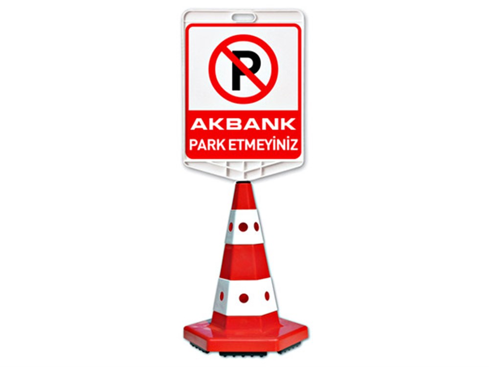 Akbank Park Etmeyiniz Logo Çift Taraf Baskı Kedi Gözlü Ağırlıklı Koni Seti Trafik Dubası-12301 TK A SET9